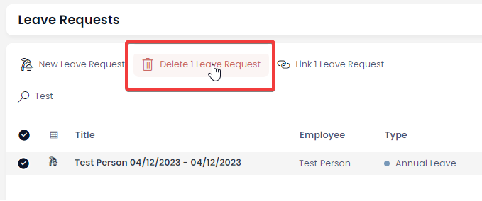 A screenshot that shows how to delete multiple leave requests.